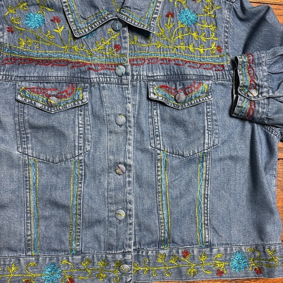 Vintage Country Wear Casuals Lorree G. Star Denim Jacket With Embroidery Size PL - Picture 8 of 15